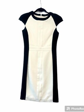 Zara Black and White Colorblock Midi Dress